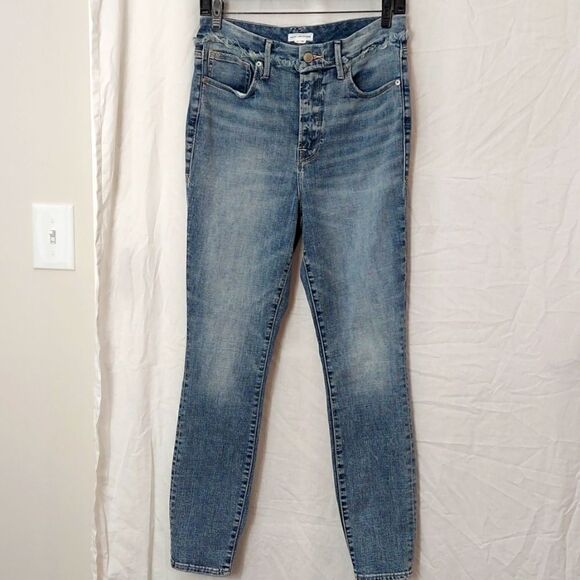 Good American Good Waist Extreme Deep V Distressed Skinny Jeans Sz 30 - Picture 3 of 13